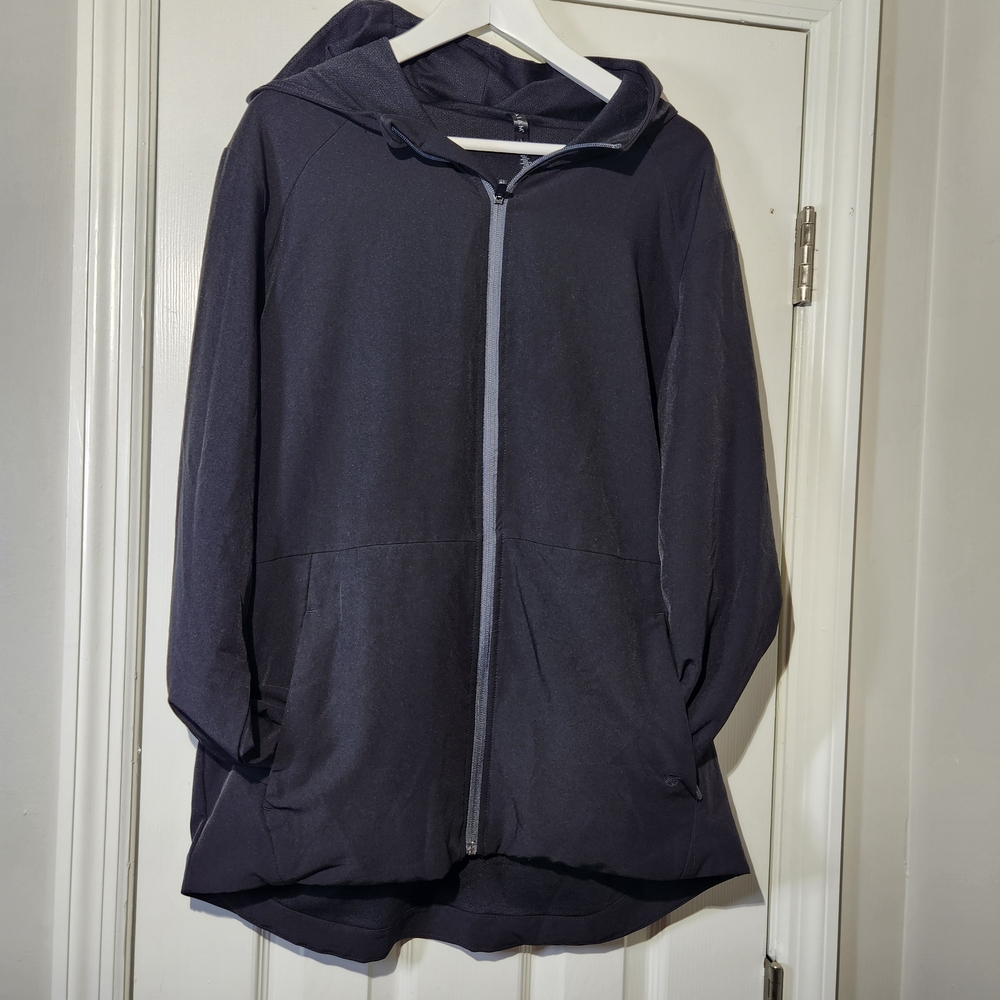 GAIAM Mens Black Performance Hooded Jacket Gray Zipper Mens Large